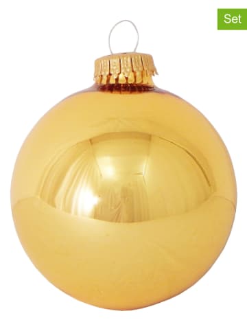 Krebs Glas Lauscha Christbaumkugeln in Gold - 8 Stück