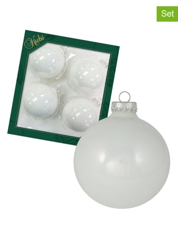 Krebs Glas Lauscha Christbaumkugeln in Weiß - 4 Stück - Ø 8 cm