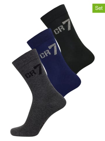 CR7 3er-Set: Socken in Anthrazit/ Blau/ Schwarz