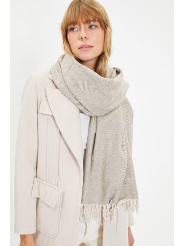 trendyol Schal in Beige/ Weiß - (B)62 x (L)200 cm