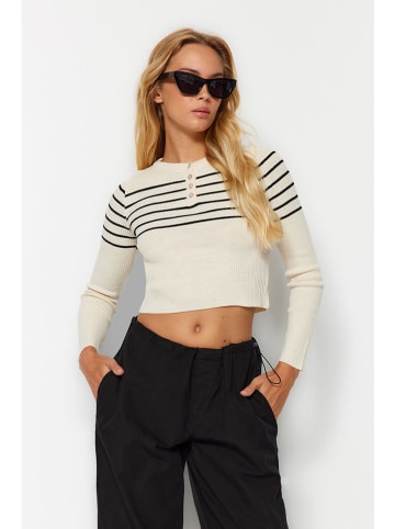 trendyol Trui crème/donkerblauw