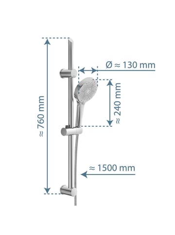 Schütte 3tlg. Stangenbrause-Set ''Cordoba'' in Chrom