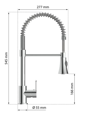 eisl since 1980 Lagedruk-keukenkraan met spiraalveer "Leon" chroomkleurig
