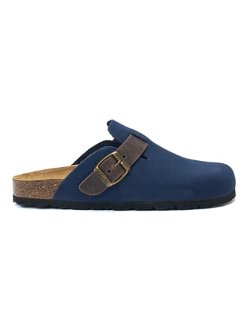 Mandel Leren clogs "Noe" donkerblauw
