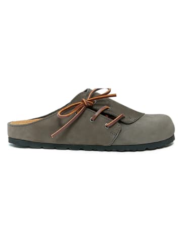 Mandel Leren clogs grijs