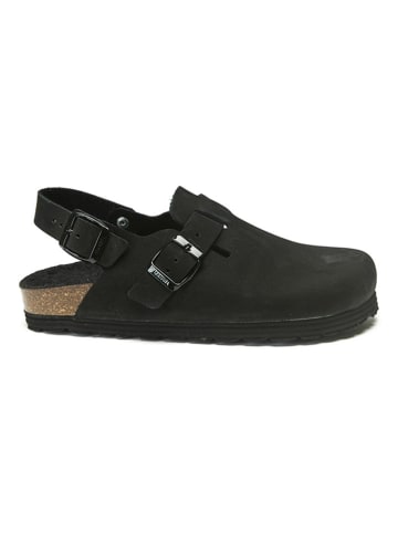 Mandel Leder-Clogs in Schwarz