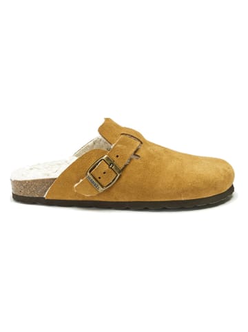 Mandel Leren clogs lichtbruin