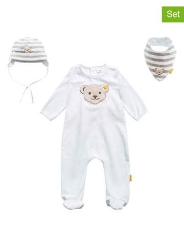 Steiff 3-delige outfit wit/beige