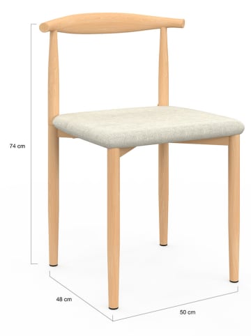 IDOMYA Factory 6-delige set: stoelen "Adam" wit/lichtbruin - (B)50 x (H)74 x (D)48 cm