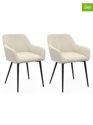 IDOMYA Factory 2er-Set: Esszimmerstühle "Ariana" in Creme - (B)51 x (H)76 x (T)56 cm
