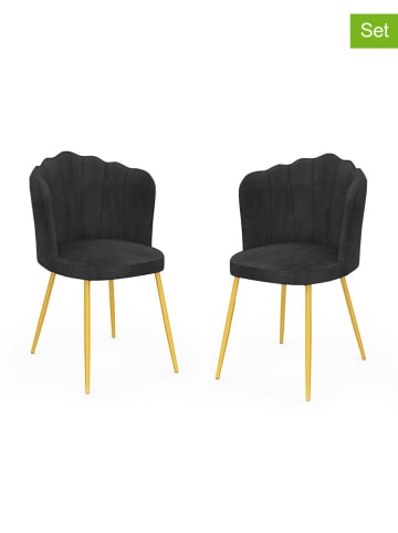 IDOMYA Factory 2er-Set: Esszimmerstühle "Arielle" in Anthrazit - (B)55 x (H)82 x (T)51 cm
