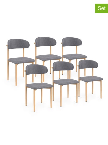 IDOMYA Factory 6er-Set: Esszimmerstühle "Callisto" in Grau - (B)48 x (H)80 x (T)47 cm