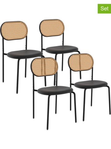 IDOMYA Factory 4er-Set: Stühle "Clarisse" in Schwarz/ Hellbraun - (B)49 x (H)80 x (T)46 cm