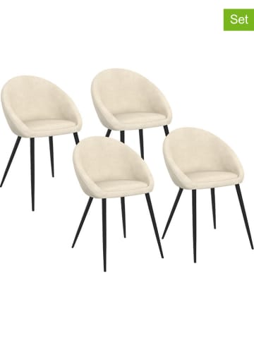 IDOMYA Factory 4er-Set: Esszimmerstühle "Dory" in Creme/ Schwarz - (B)52 x (H)77 x (T)54 cm