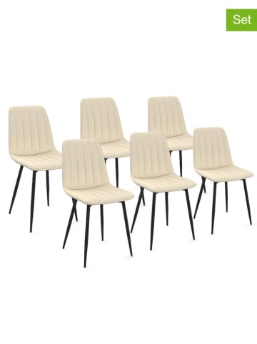 IDOMYA Factory 6er-Set: Stühle "Fiona" in Creme/ Schwarz - (B)46 x (H)88 x (T)55 cm