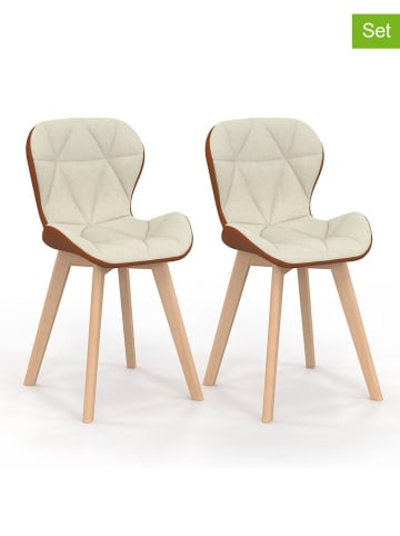 IDOMYA Factory 2er-Set: Esszimmerstühle "Gladys" in Beige - (B)46 x (H)79 x (T)50 cm