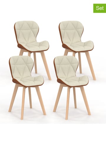 IDOMYA Factory 4-delige set: eetkamerstoelen "Gladys" beige - (B)50 x (H)79 x (D)46 cm