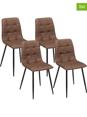 IDOMYA Factory 4er-Set: Esszimmerstühle "Linda" in Braun/ Schwarz - (B)55 x (H)88 x (T)46 cm