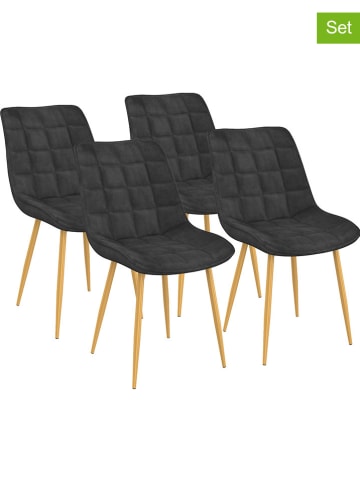 IDOMYA Factory 4er-Set: Stühle "Melinda" in Anthrazit/ Hellbraun - (B)62,5 x (H)82 x (T)46 cm
