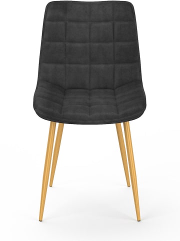 IDOMYA Factory 4-delige set: stoelen "Melinda" antraciet/lichtbruin - (B)62,5 x(H)82 x(D)46 cm