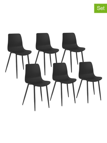 IDOMYA Factory 6er-Set: Stühle "Nala" in Schwarz - (B)48 x (H)79 x (T)48 cm