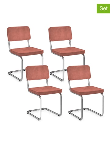 IDOMYA Factory 4er-Set: Esszimmerstühle "Naya" in Terrakotta - (B)44 x (H)79 x (T)52 cm