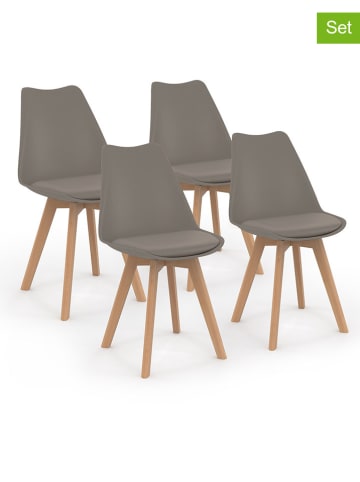 IDOMYA Factory 4-delige set: stoelen "Nordia" beige/lichtbruin - (B)51 x (H)79,5 x (D)46 cm