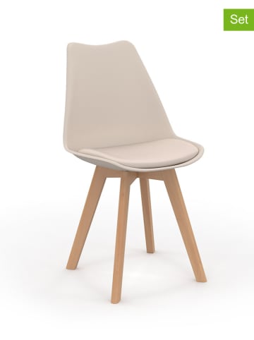 IDOMYA Factory 2-delige set: eetkamerstoelen "Nordia" beige - (B)46 x (H)79,5 x (D)51 cm