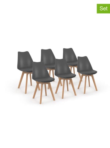 IDOMYA Factory 6er-Set: Esszimmerstühle "Nordia" in Grau - (B)46 x (H)79,5 x (T)51 cm