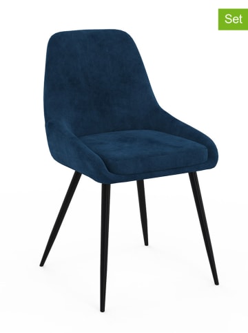 IDOMYA Factory 4-delige set: stoelen "Olivia" donkerblauw/zwart - (B)54 x (H)79 x (D)47,5 cm