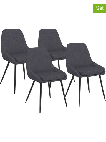 IDOMYA Factory 4-delige set: stoelen "Ornella" antraciet/zwart - (B)54 x (H)79 x (D)47,5 cm