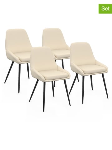 IDOMYA Factory 4-delige set: stoelen "Ornella" crème/zwart - (B)54 x (H)79 x (D)47,5 cm