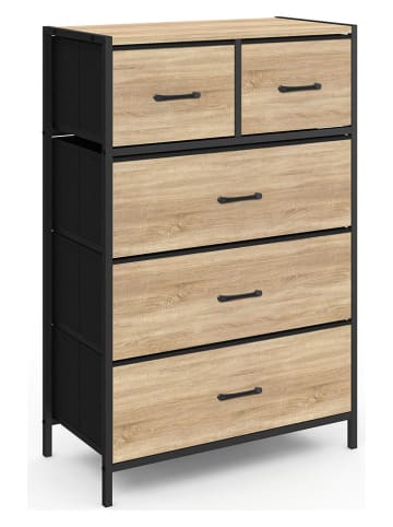 IDOMYA Essentials Ladekast "Iris" lichtbruin/zwart - (B)60 x (H)90 x (D)30 cm