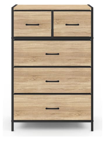 IDOMYA Essentials Komoda "Iris" w kolorze jasnobrązowo-czarnym - 60 x 90 x 30 cm