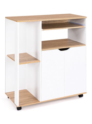 IDOMYA Essentials Küchenwagen in Weiß/ Hellbraun - (B)76 x (H)85 x (T)39,5 cm