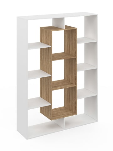 IDOMYA Essentials Bücherregal "Paulette" in Weiß/ Hellbraun - (B)104 x (H)143 x (T)30 cm