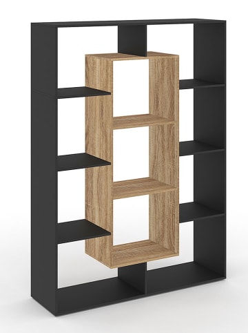 IDOMYA Essentials Boekenkast "Paulette" lichtbruin/zwart - (B)90 x (H)143 x (D)30 cm