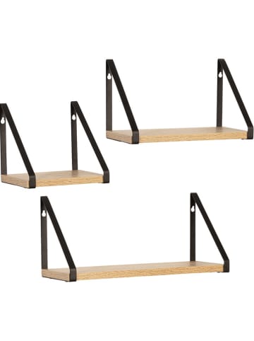IDOMYA Essentials 3-delige set: wandmeubels "Memphis" lichtbruin/zwart