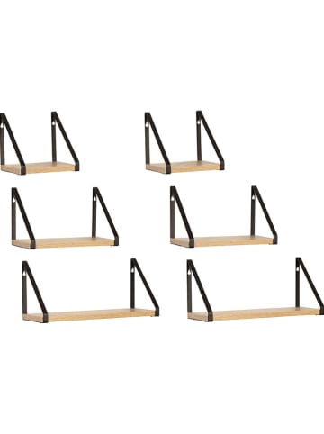 IDOMYA Essentials Regały ścienne (3 szt.) "Memphis" w kolorze jasnobrązowo-czarnym