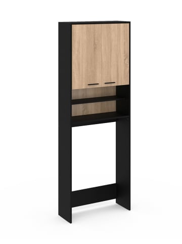 IDOMYA Essentials Waschmaschinenregal in Hellbraun/ Schwarz - (B)65 x (H)180 x (T)24 cm
