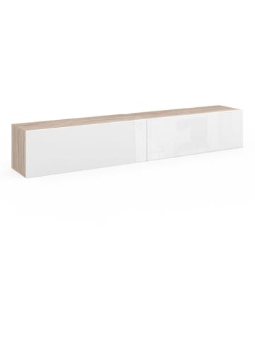 IDOMYA Essentials TV-meubel "Michigan" wit/lichtbruin - (B)180 x (H)30 x (D)30 cm