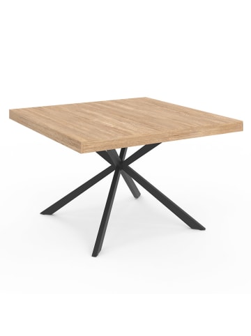 IDOMYA Factory Esszimmertisch "Soline" in Hellbraun/ Schwarz - (B)120 x (H)75 x (T)120 cm