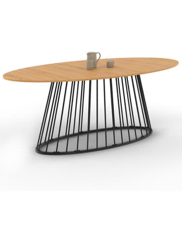 IDOMYA Essentials Eetkamertafel "Adelle" lichtbruin/zwart - (H)75 x Ø 200 cm