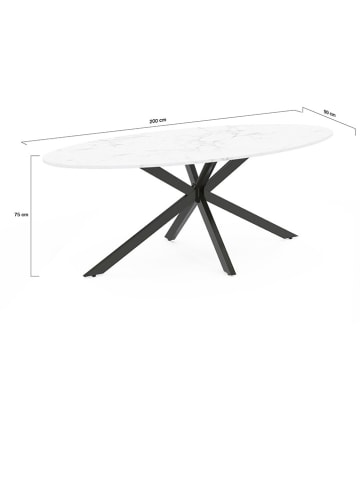 IDOMYA Essentials Eetkamertafel "Céleste" wit/zwart - (B)200 x (H)75 cm