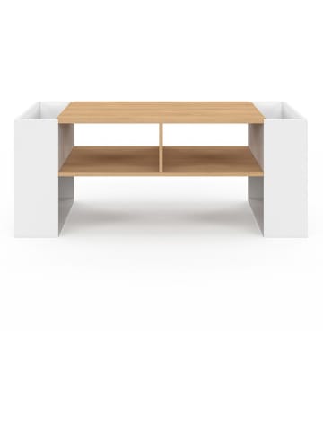 IDOMYA Factory Salontafel wit/lichtbruin - (B)100 x (H)40 x (D)50 cm