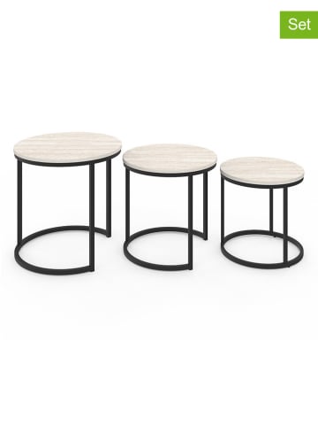 IDOMYA Factory Set van drie bijzettafels "Memphis" wit