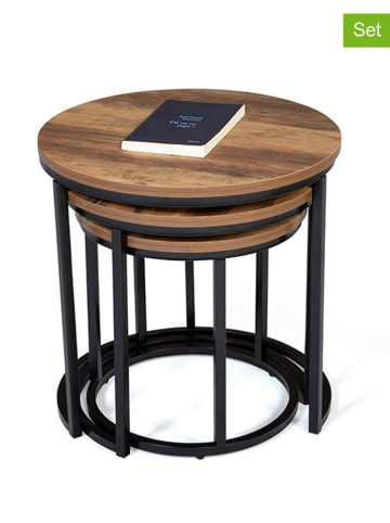 IDOMYA Essentials 3er-Set: Couchtische "Elize" in Braun/ Schwarz