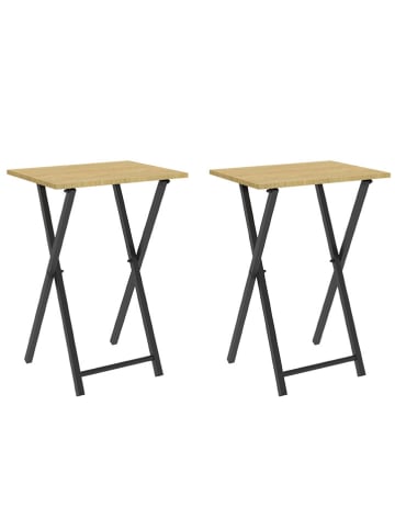 IDOMYA Essentials 2-delige set: bijzettafels naturel/zwart - (B)48 x (H)65 x (D)36 cm