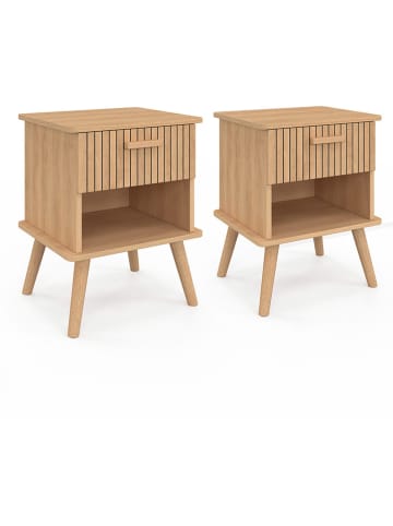 IDOMYA Factory 2-delige set: nachtkastjes "Albane" lichtbruin - (B)40 x (H)50 x (D)34 cm