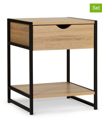 IDOMYA Essentials 2-delige set: nachtkastjes "Memphis" lichtbruin/zwart - (B)40 x (H)50 cm